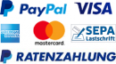 Zahlen Sie sicher mit PayPal - Kreditkarte, SEPA-Lastschrift und Ratenzahlung über PayPal möglich